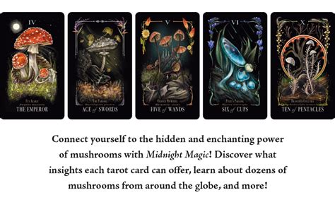 Witching hour sorcery mushrooms in a tarot deck